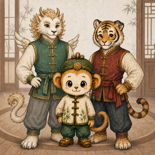 ルールー、ピーシュウ、ラオフーの三人